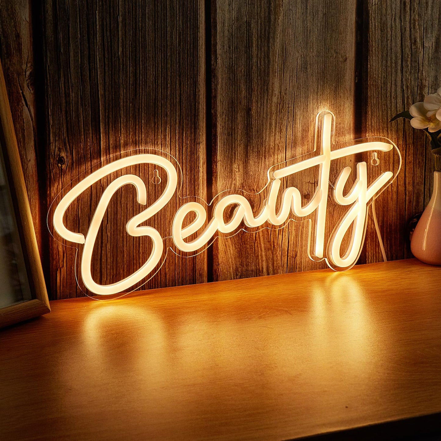 Chi-buy Beauty LED Neon Sign Letter Neon Lights for Bedroom USB Powered Wall Mounted Neon Signs For Room 3D Wall Art Wedding Party Living Room