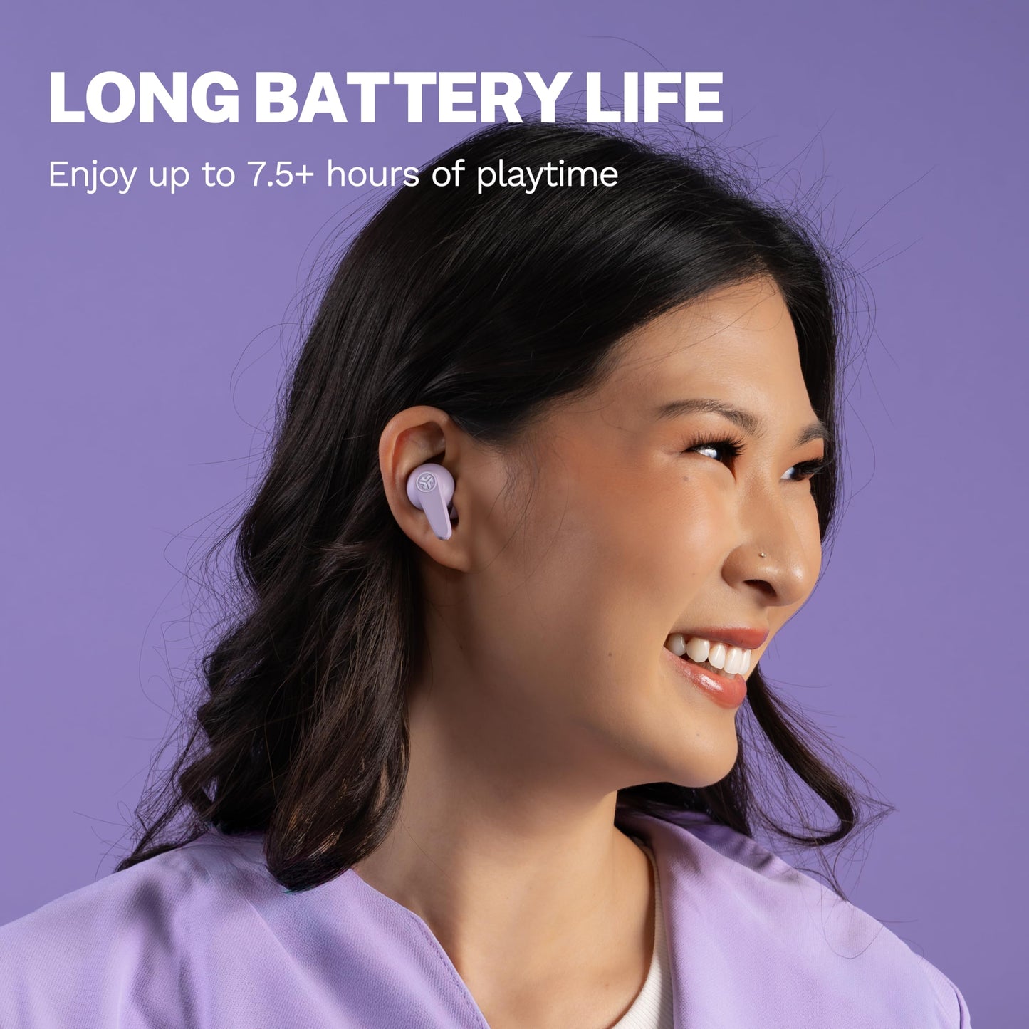 JLab, Go Pods ANC, True Wireless Earbuds, Active Noise Cancelling Bluetooth Earbuds, Lilac