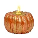Luminara - Flameless Halloween LED Candle Battery Operated Moving Flame - Metallic Gold Orange Pumpkin - Pack of 1-5x4.5 - Unscented Indoor Use