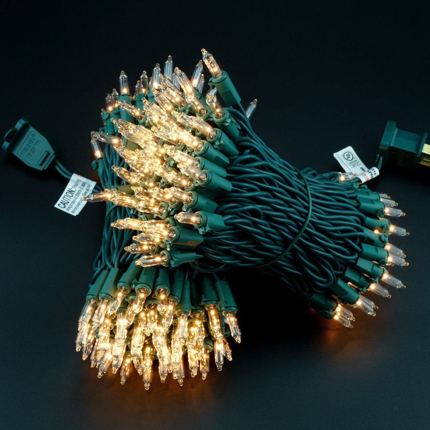 YULETIME 200 Clear Christmas String Lights, 2-Set 33 ft 100 ct Green Wire