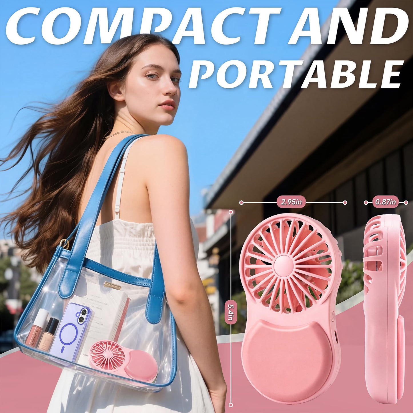 MOHADU Makeup Fan with Mirror LED Light Desktop Support Lightweight Fan