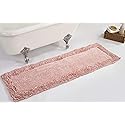 Better Trends 100% Cotton 20x60 Long Runner Bath Mat Extra Soft Non-Slip Bath Rug Water Absorbent Washable for Bathroom Floor Tub Shower Pink Shaggy…