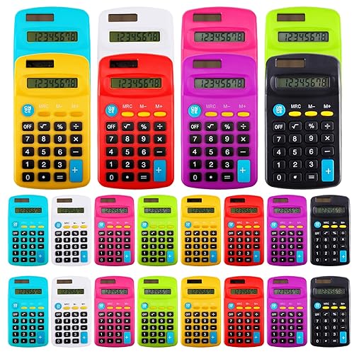 Enjamyo 18 Pack Mini Pocket Calculators, Pocket Size Mini Calculators, 8 Digit Display Basic Calculator,Solar Battery Dual Power Function Calculator