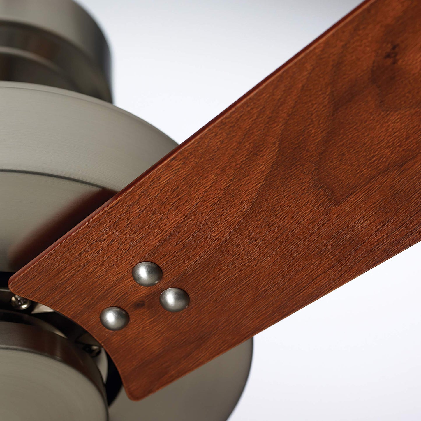 Luminance kathy ireland HOME Keane 52 Inch Ceiling Fan, Brushed Steel | Modern Design with 4-Speed Wall Control | 3 Reversible Wood Blades in Cherry