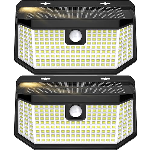 Aootek Solar Lights Outdoor 182 LEDs 2500Lm Solar Motion Sensor Lights IP65 Waterpro of with Wide Anglefor Patio Garden Garage Yard Front Door(2pack)