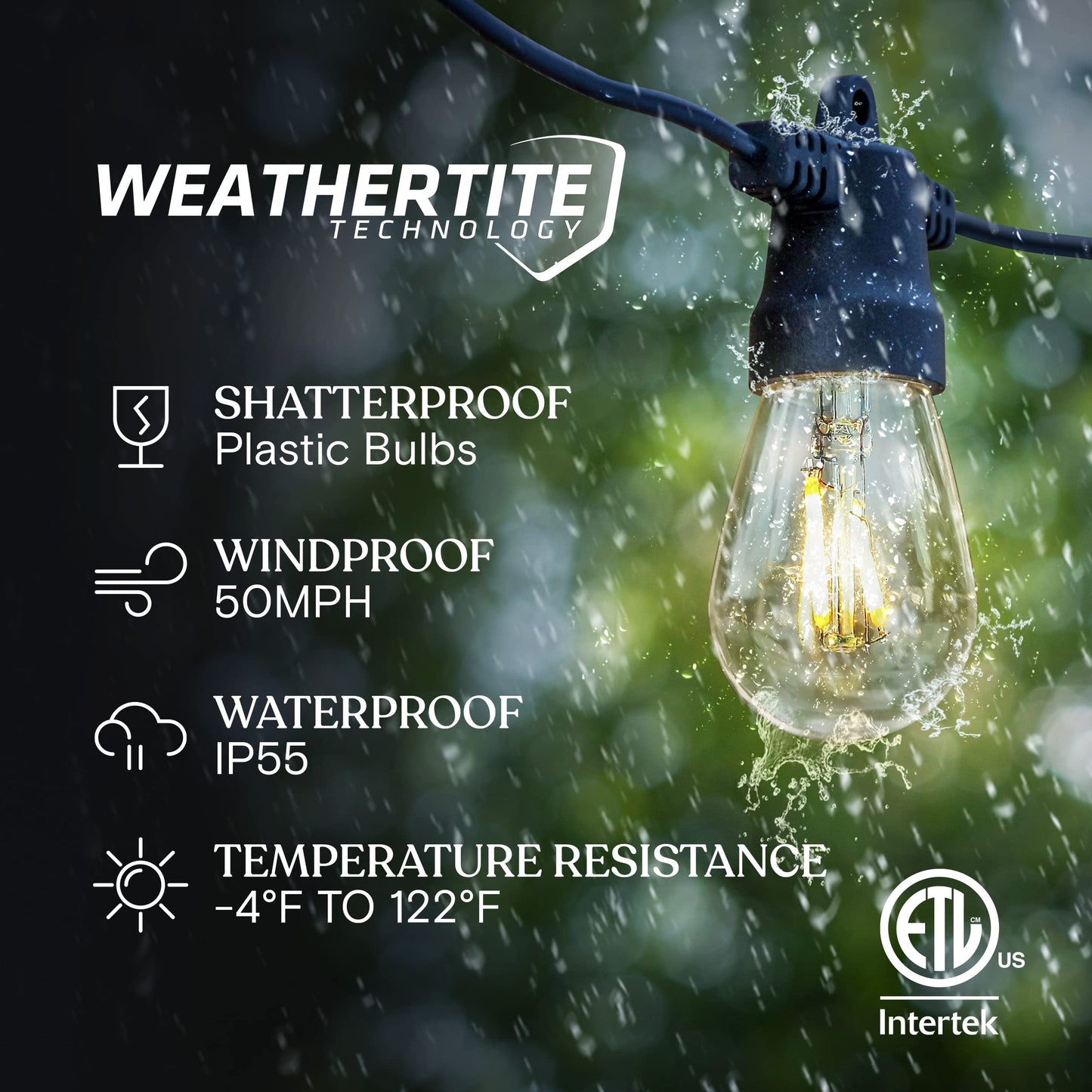 Brightech Ambience Pro Solar Powered Outdoor String Lights, 48ft Remote Control Commercial Grade Waterproof Patio Lights, 15 Edison Bulbs