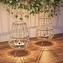 Solar Yard Decorative Solar Outdoor Tabletop Lights - 2 Pack, 15-inch Patio, Porch, and Garden Decor with LED Edison Bulbs in Water Resistant Resin