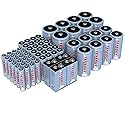 Tenergy AA AAA C D 9V Battery, NiMH Rechargeable Batteries Combo, 68 Pack, 24 Pack AA Cells, 24 Pack AAA Cells, 8 Pack C Cells, 8 Pack D Cells and 4…