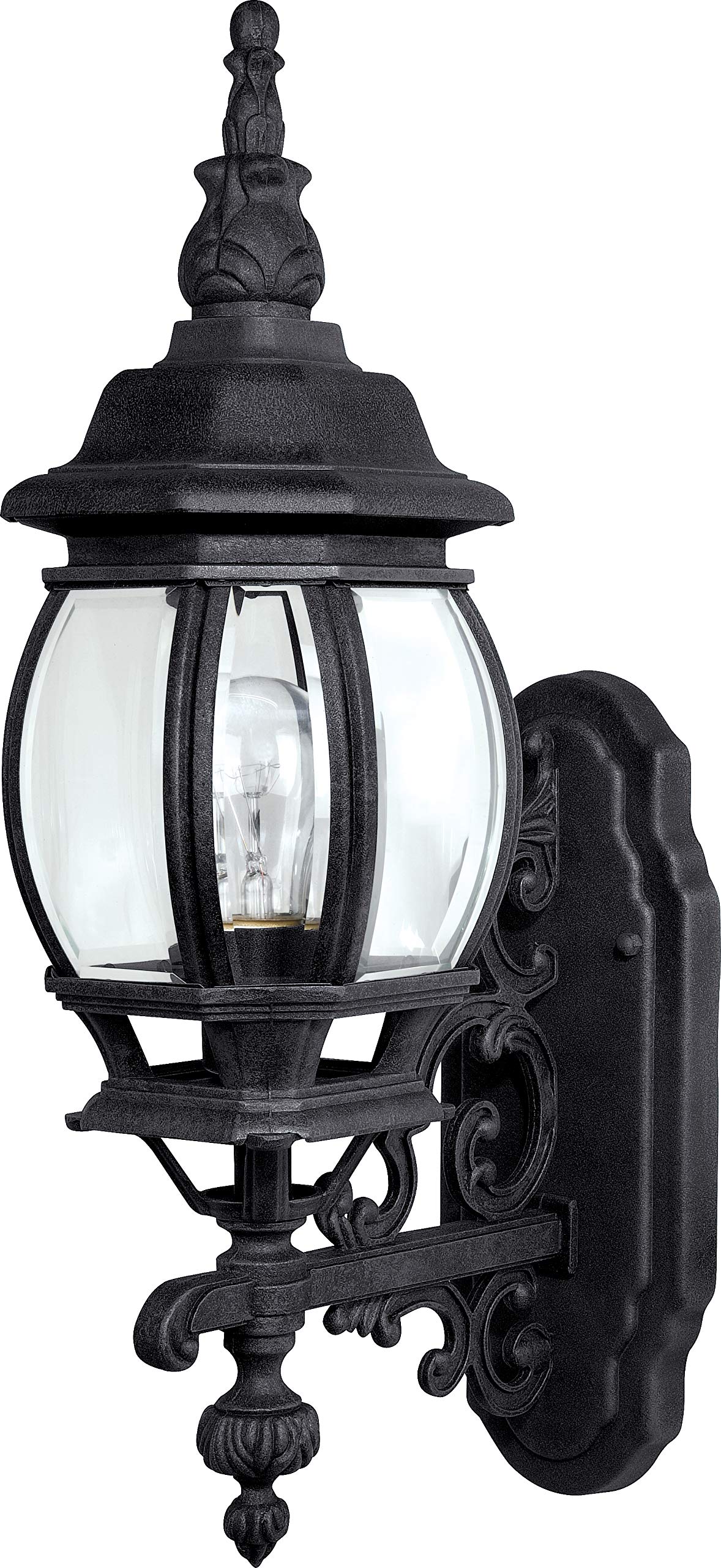 Capital Lighting 9867BK French Country Clear Glass Outdoor Wall Sconce, 19" H x 7" W, 1-Light 100 Watts, Black