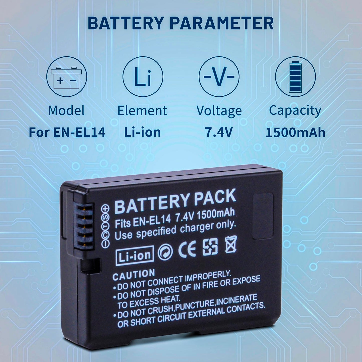 3-Pack EN-EL14 / EN-EL14a Batteries with Smart Triple Slot LCD Charger for Nikon D3100 D3200 D3300 D3400 D3500 D5100 D5200 D5300 D5500 D5600 DF