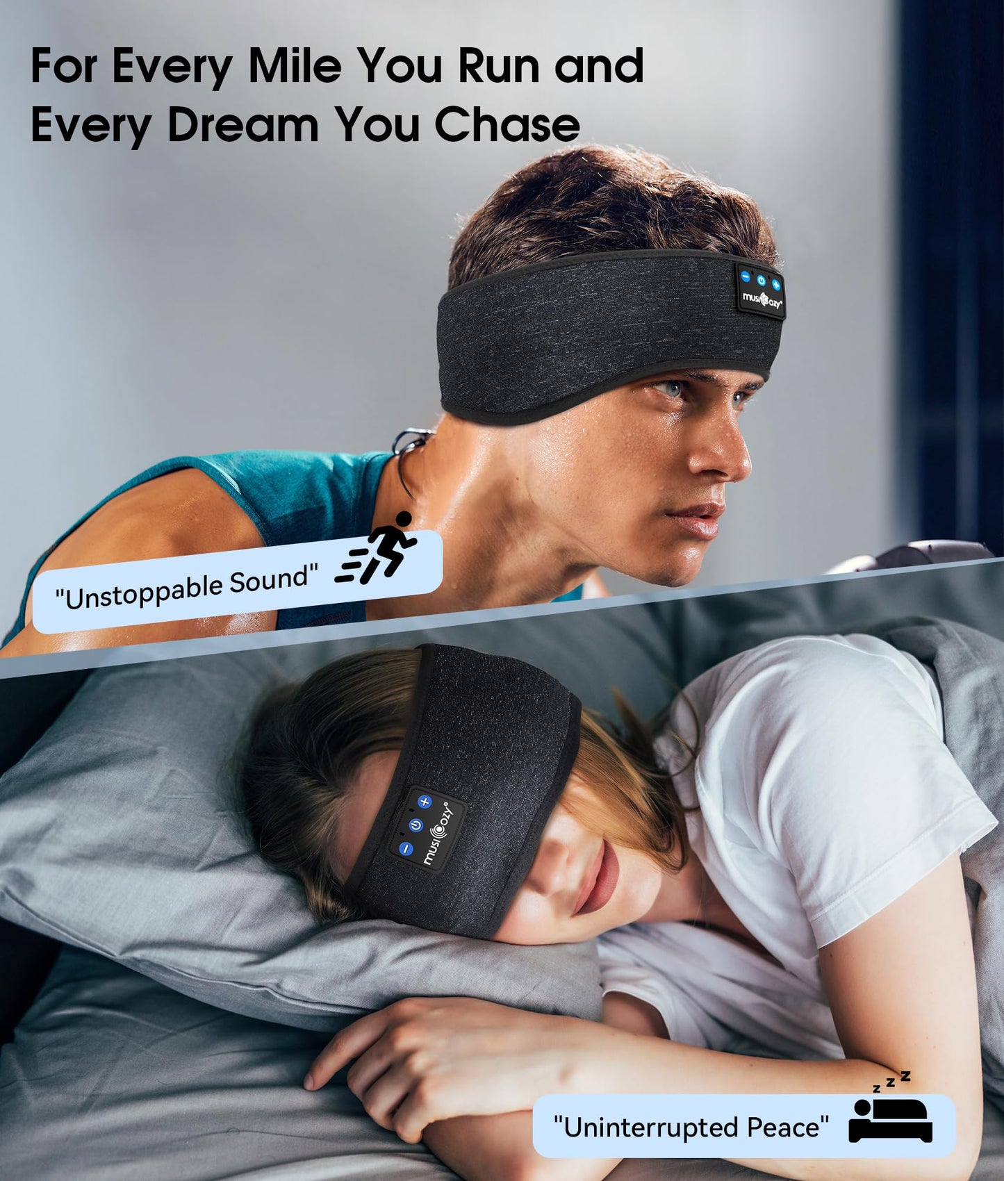 MUSICOZY Sleep Headphones Bluetooth 5.4 Headband, Wireless Earphones Music Sleep Earbuds Sleeping Eye Mask with HD Stereo Speakers for Workout…