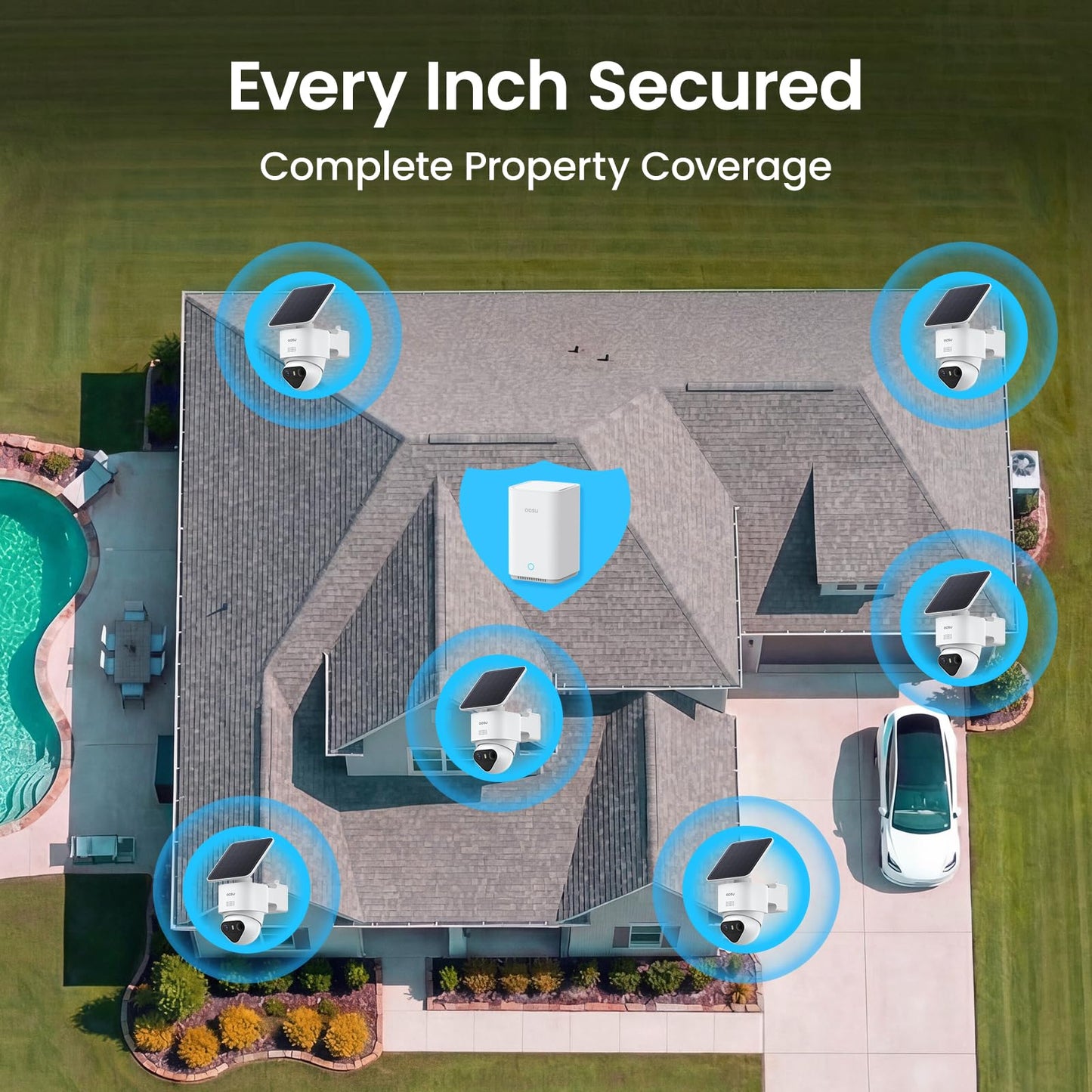 aosu T2 Ultra 4K Security Cameras Wireless Outdoor, 6 Cam Kit, Smart Home Security System with TrueColor Night Vision, AI Recognition & 360° Motion