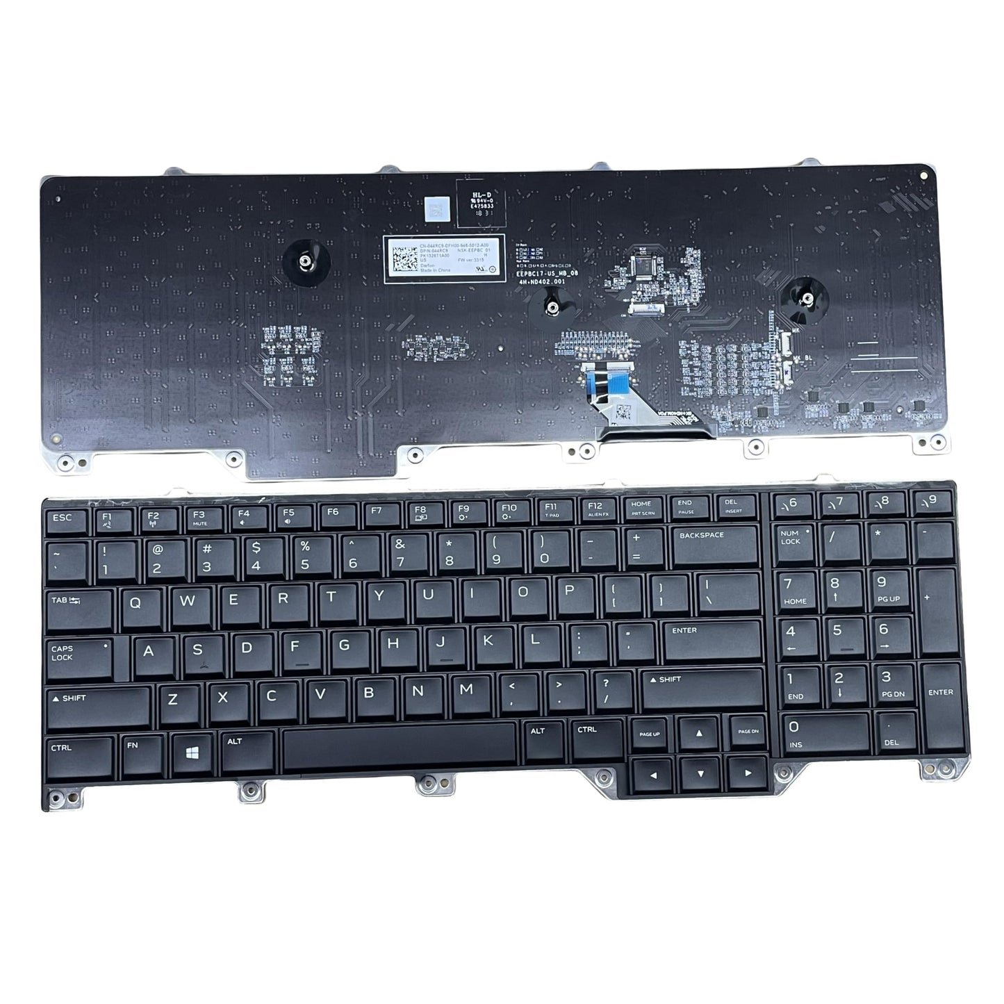 YIJIATech Replacement Keyboard with Screwdriver US Layout for Dell Alienware 17 R5 P38E Area-51m A51m RGB Backlight Laptop Keyboard Gray