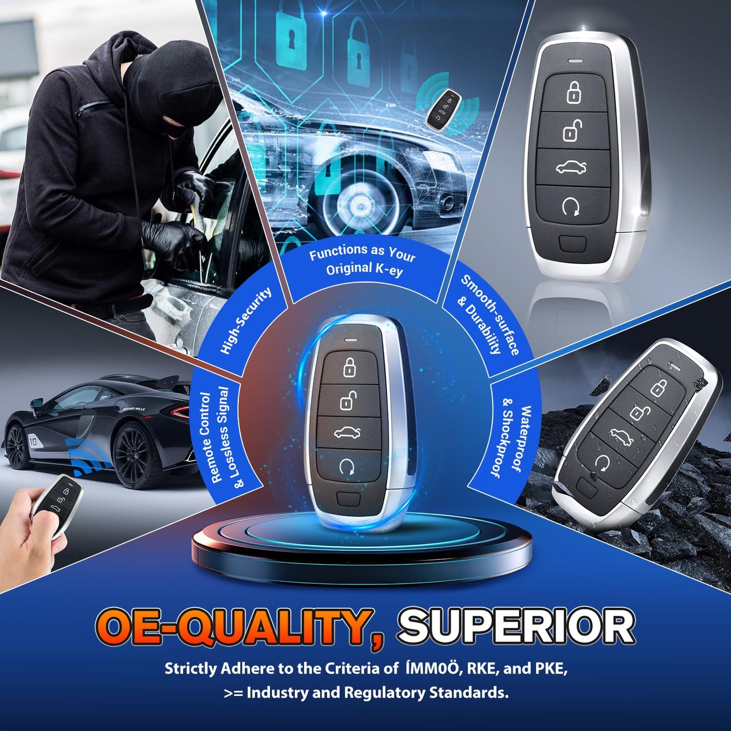 Autel Original Blank Key, IKEYAT004CL, 2026 Programmable Universal Key Fob Replacement, 4-Button, OE-Quality, Dual-Band, 130FT Remote, Work w/ KM100