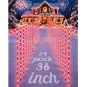 COOLWUFAN 36" Candy Cane Christmas Decorations, 24 Pack Giant Candy Cane Lights, Outdoor Pathway Markers Lights for Xmas Holiday Walkway Patio Garden