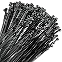 250-Pack Heavy-Duty Black Zip Ties - 50lb Strength Industrial Nylon Cable Ties for Garage, Workshop & Outdoor Wire Management