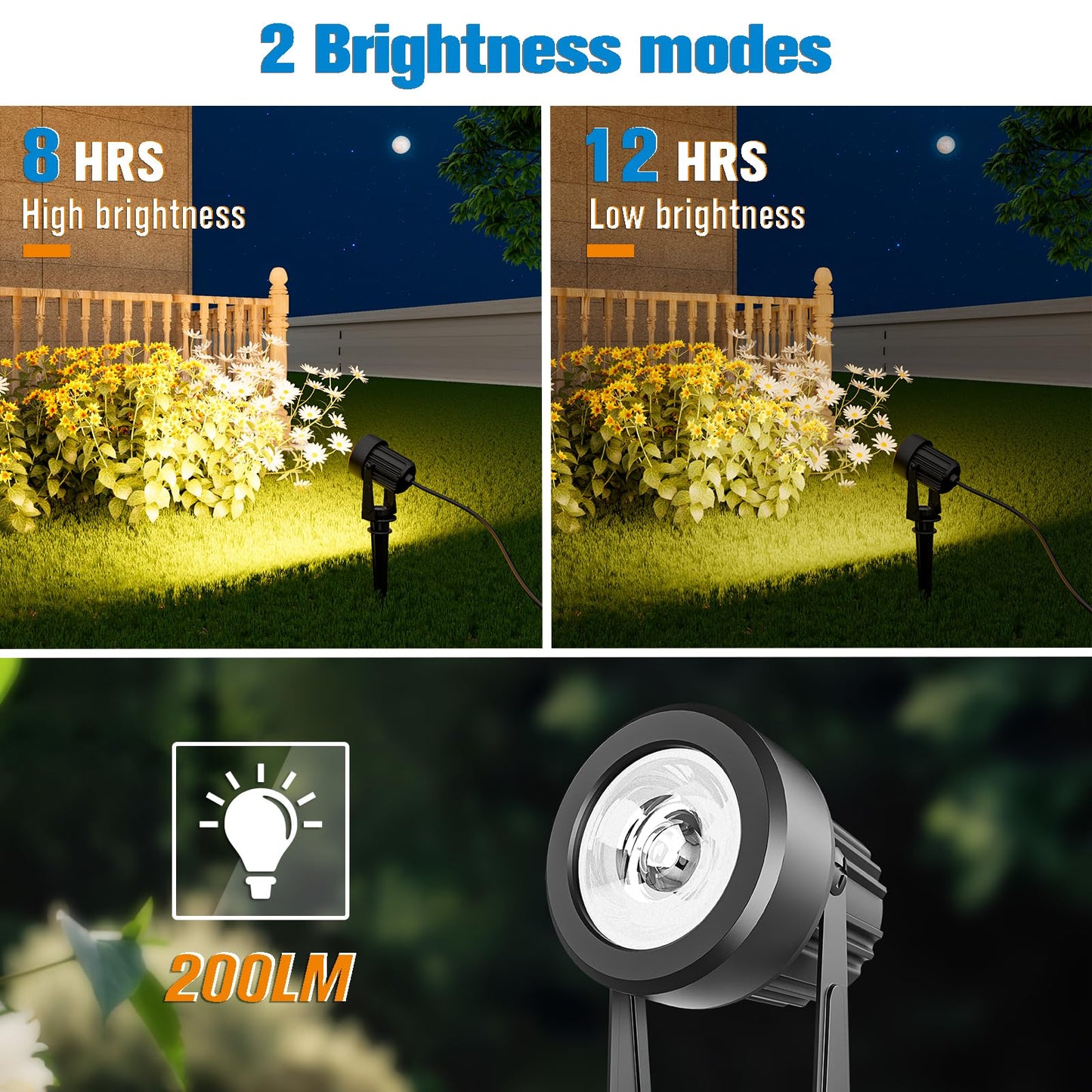 APONUO Solar Spot Lights Outdoor 4-in-1 Solar Landscape Lights Dusk to Dawn Solar Uplights IP65 Waterproof 9.8ft Cable Outdoor Spot Lights for Yard