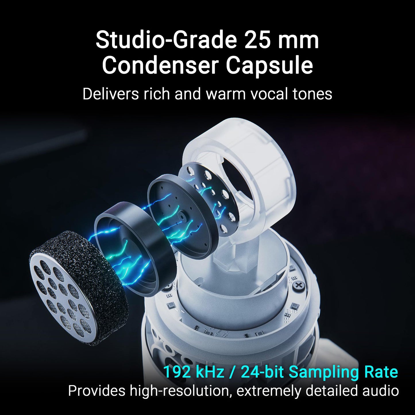 ASUS ROG Carnyx USB Gaming Microphone (25mm Condenser Capsule, 192kHz/24-bit, Cardioid, high-Pass Filter, Built-in pop Filter, Metal Shock Mount