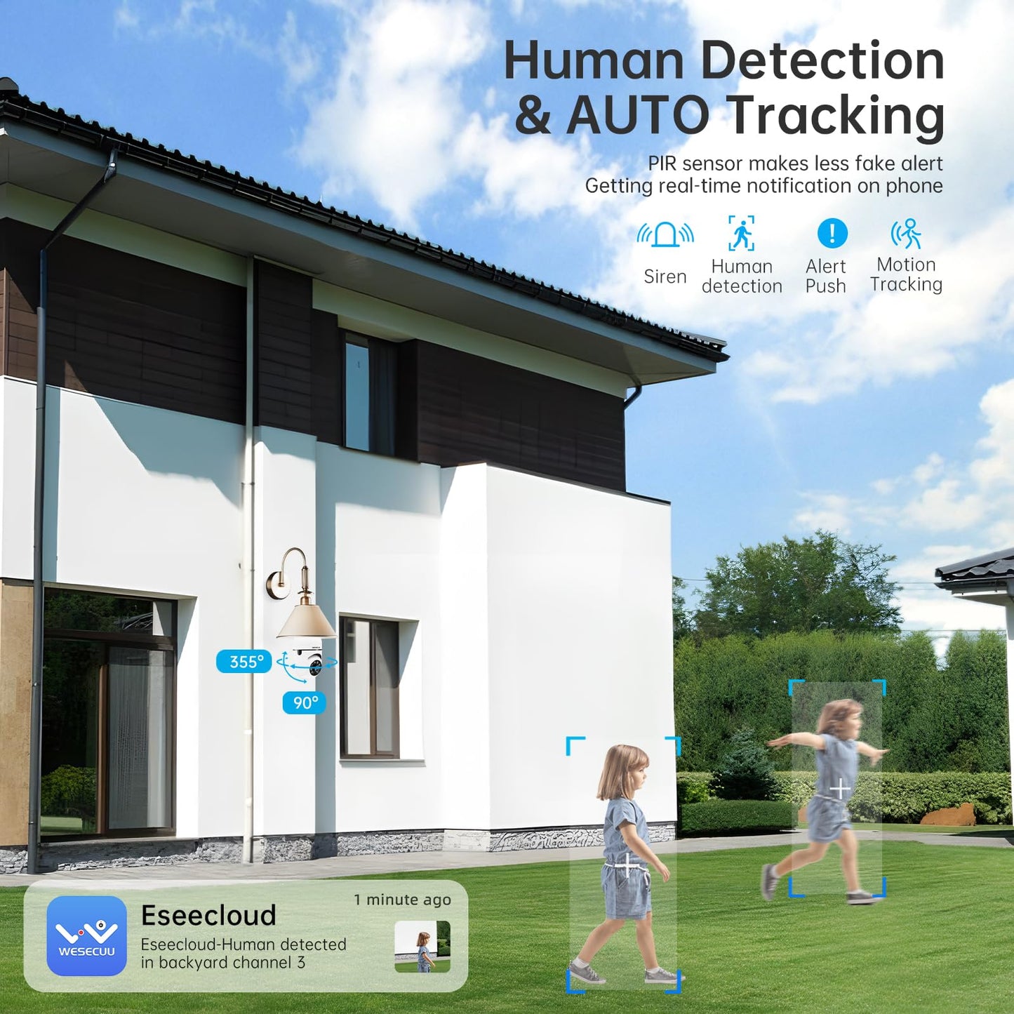 WESECUU Light Bulb Security Camera -5G& 2.4GHz WiFi 2K Security Cameras Wireless Outdoor Motion Detection and Alarm,Two-Way Talk,Color Night