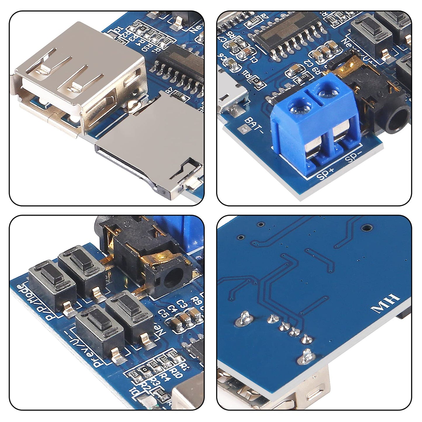 AITRIP 5PCS TF Card U Disk Play MP3 Decoder Player Module with Audio Amplifier Audio Decoding Player Module Micro USB 5V Power Supply