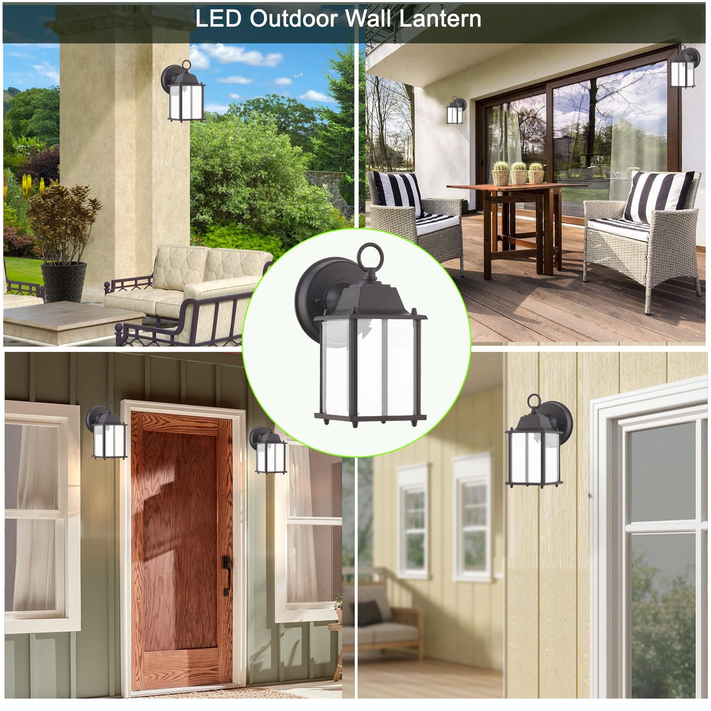 WISBEAM Outdoor LED Wall Lantern, 2 Packs Outdoor Porch Light Fixture, Aluminum Housing Plus Glass, Wet Location Rated, ETL Qualified, 3000K