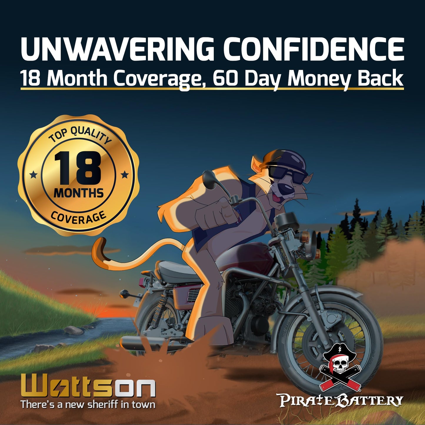 Pirate Battery 12V 19AH T3 Maintenance-Free Battery for Alarm Systems, Scooters, Toys, Emergency Lights, and More - Nut and Bolt (T3) Terminal