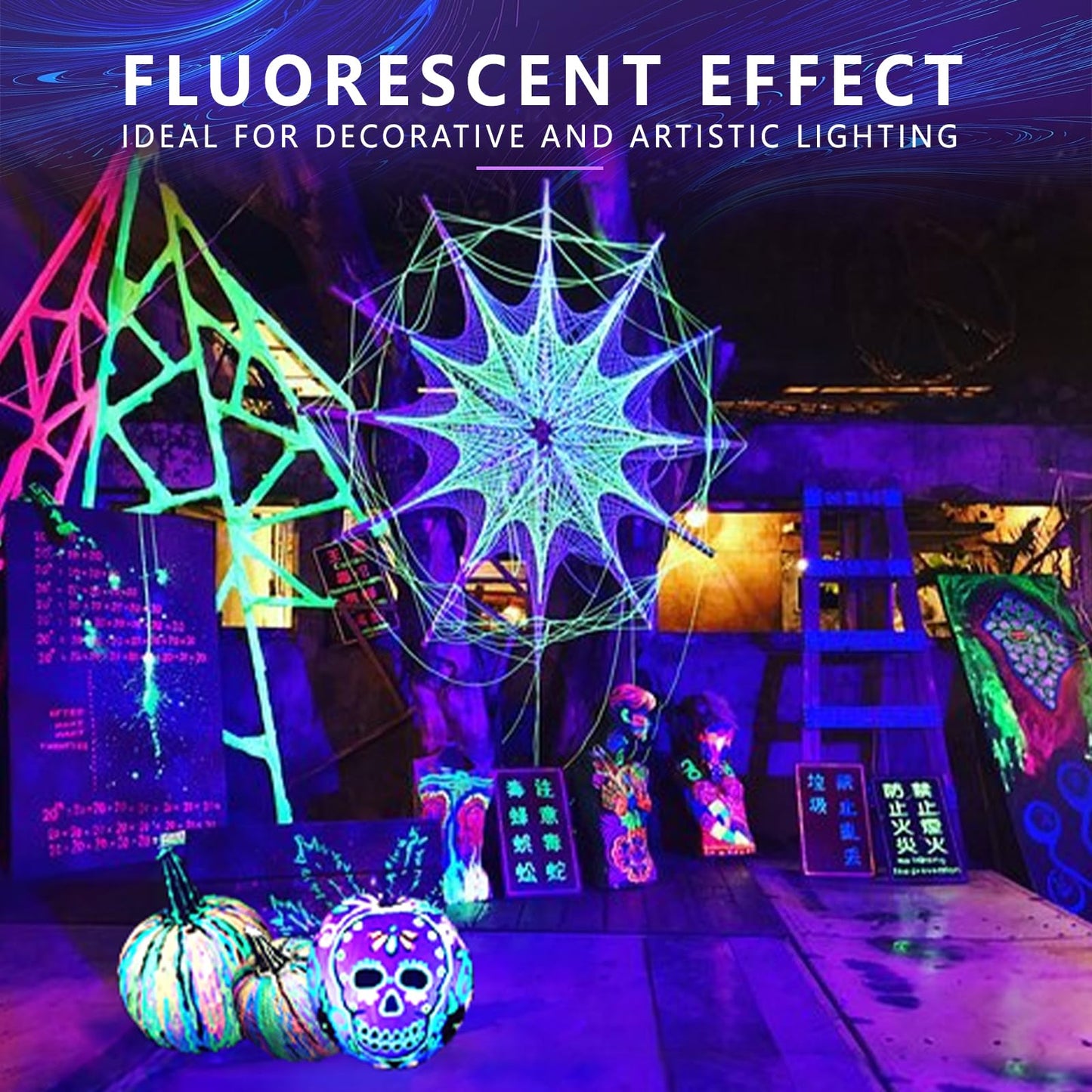 mfxmf 4 Pack A19 LED Black Light Bulbs,9W (100W Equivalent) E26 Base Dimmable Black Lights, UVA Level 385-400NM, Halloween Light Bulbs?Glow in
