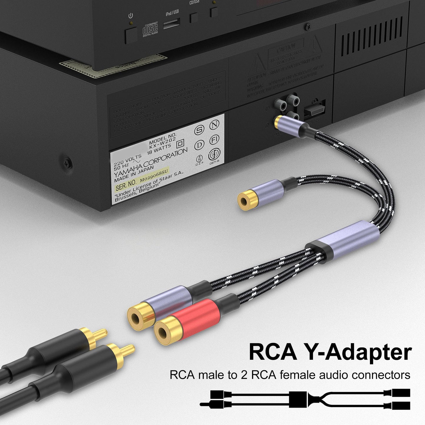 DCNETWORK RCA Splitter Y-Cable, 2IN1 RCAMale&Female to 2 RCA Female Audio Speaker Y Adapter, Short Audio Speaker Splitter Cable for Car, Subwoofer, CD