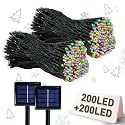 LALAPAO 2 Pack Solar Christmas String Lights, Total 400 LED 144Ft Solar String Lights, Outdoor Lighting with 8 Modes Waterproof for Xmas Tree, Garden
