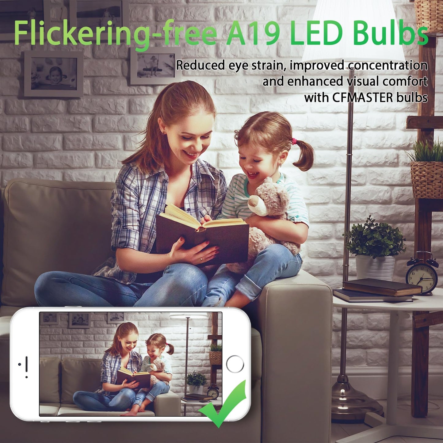 CFMASTER A19 LED Light Bulb, LED Bulbs 100 Watt Equivalent, 5000K Daylight Light Bulbs, 1500 Lumens, E26 Standard Base Lightbulb, Non-Dimmable 15W