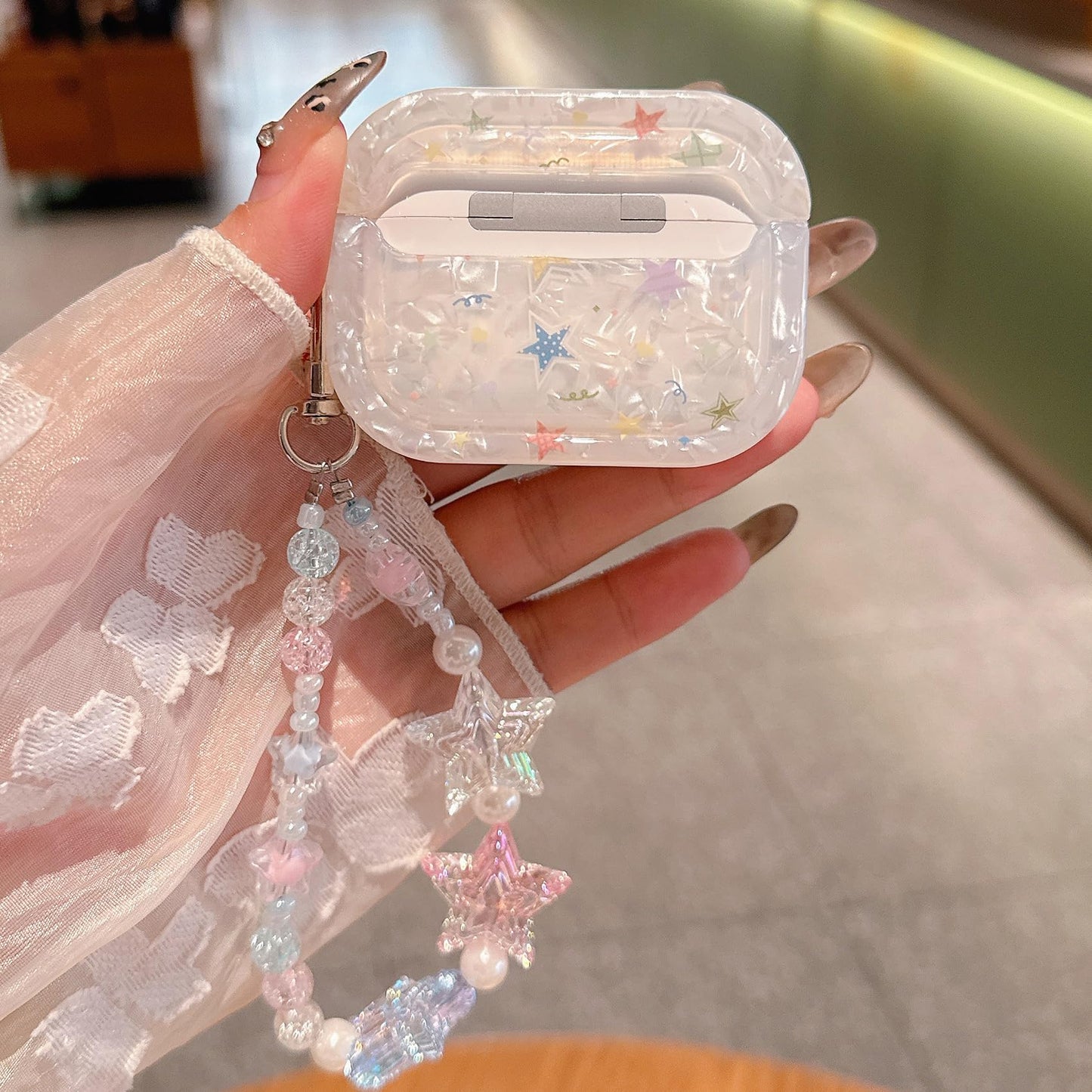 PHOEACC for AirPod Pro 3 Case 2025 Cute Dream Shell Pearl Shockproof Protective Cover with Strap Keychain Compatible for AirPods Pro 3rd Generation