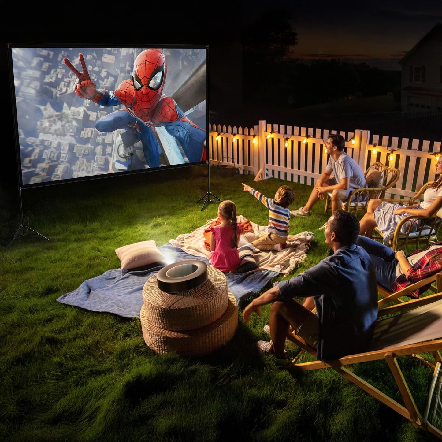 VISULAPEX Projector Screen with Stand 100 Inch, 16:9 4K HD Portable Projector Screen Indoor Outdoor, Foldable Wrinkle-Free Movie Screen 160° Front