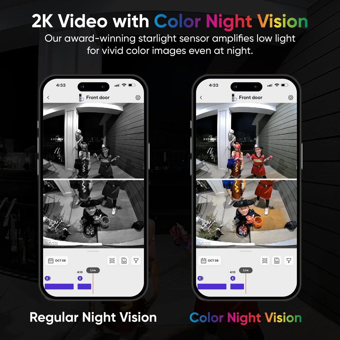 WYZE Wireless Duo Cam Video Doorbell (Chime Included), Battery Powered, 2K Full HD Video, 2 Cameras (People and Package), 2-Way Audio, Color Night