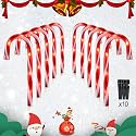 PerPaiMe 10" Christmas Candy Cane Lights - Set of 10 Pathway Markers Christmas Outdoor Yard Decorations, Xmas Candy Cane Stake Lights for Lawn