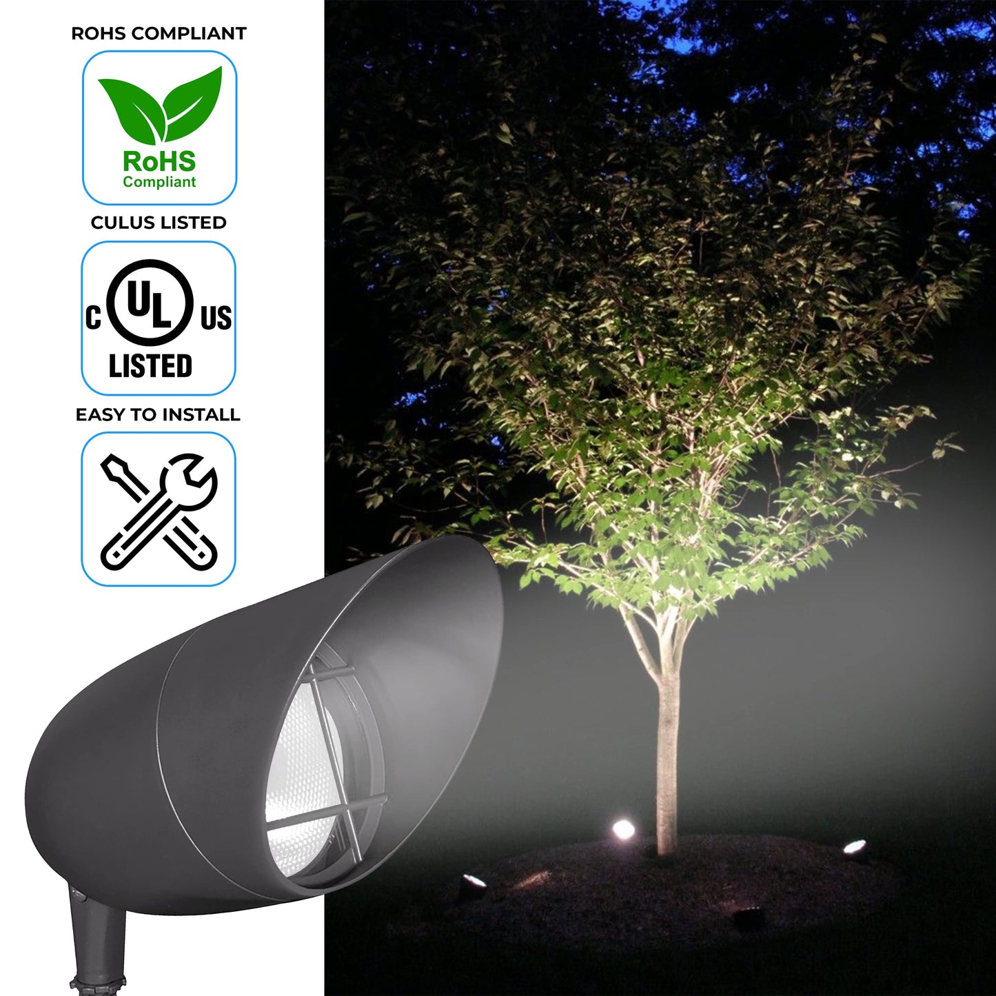 OHBULBS 1-Light Landscape Flood Light Fixtures - 75W Non-Dimmable Halogen Light Fixture - Outdoor Light Fixture - Ceiling Mount - Dark Bronze Finish