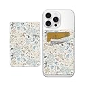 AWHSCP Cute Leather Phone Wallet Stick On, Dual Pocket Credit Card Sticky Wallet, Compatible with Most Cell Phones, Watercolor Flowers