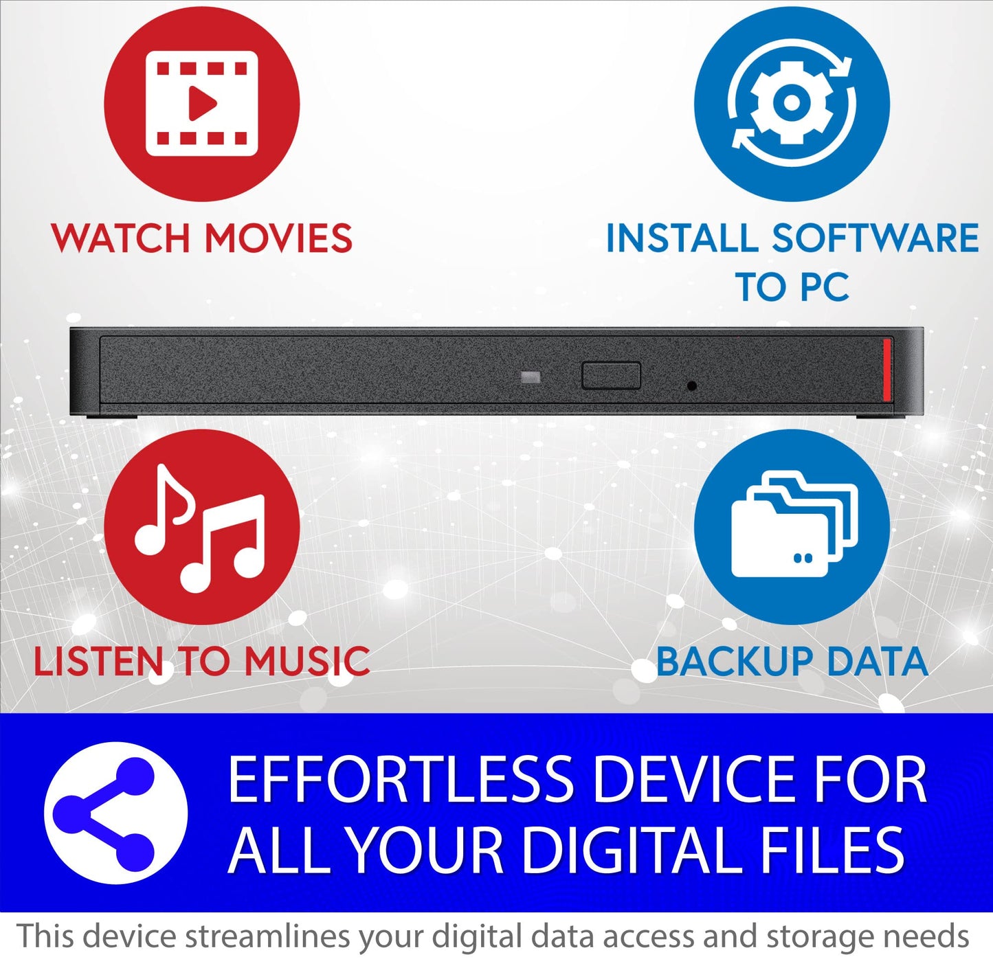 BUFFALO 6X Portable Blu-ray Drive, TAA-Compliant, Read/Write, Plays and Burns BD/DVD/CD, USB 3.2 (Gen 1) Type-A/Type-C, Compatible with Mac/PC/Win 8 /