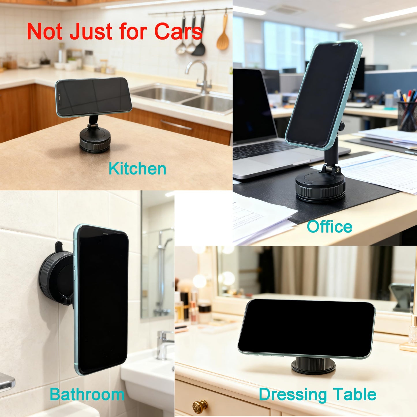 RIAYVIL Car Phone Holder Mount with Nano Gel Vacuum Magnetic Suction,Magsafe Car Holder, Phone Mount for Car/Home/Workplace, Compatible for Phones