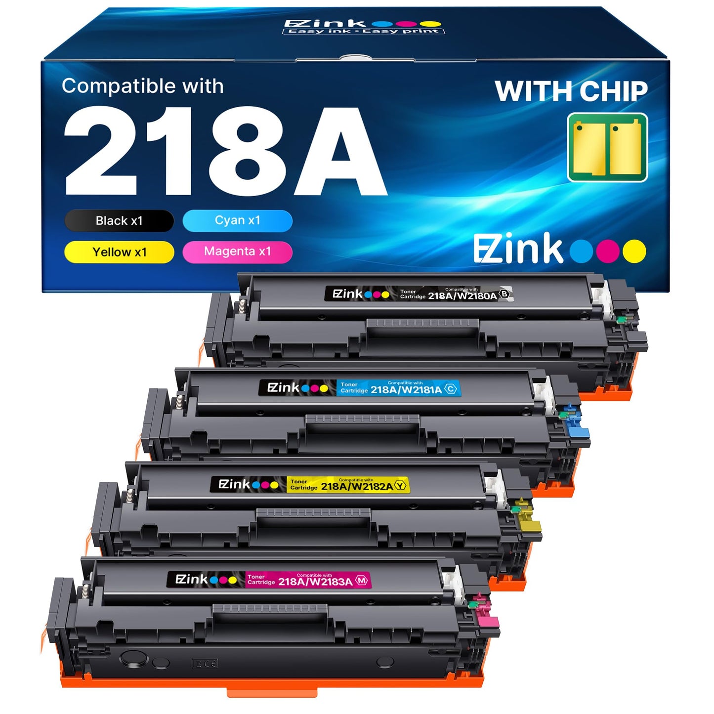 E-Z Ink Compatible HP 218A Toner Cartridges 4 Pack with Chip for HP 218A Toner HP 218 218X for HP Color LaserJet pro MFP 3301fdw Toner 3301cdw 3201dw