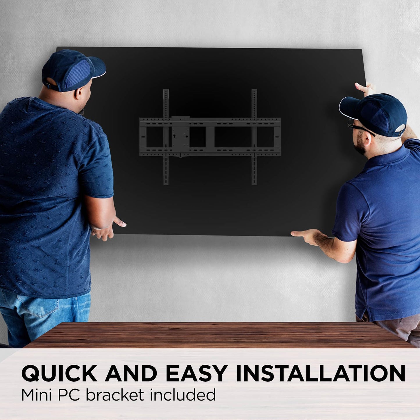 ViewSonic WMK-047-2 Fixed TV/Display Wall Mount with VESA Pattern Compatible up to 900x600mm, Slide-in Mini PC Bracket Plate and Hold up to 350 lbs
