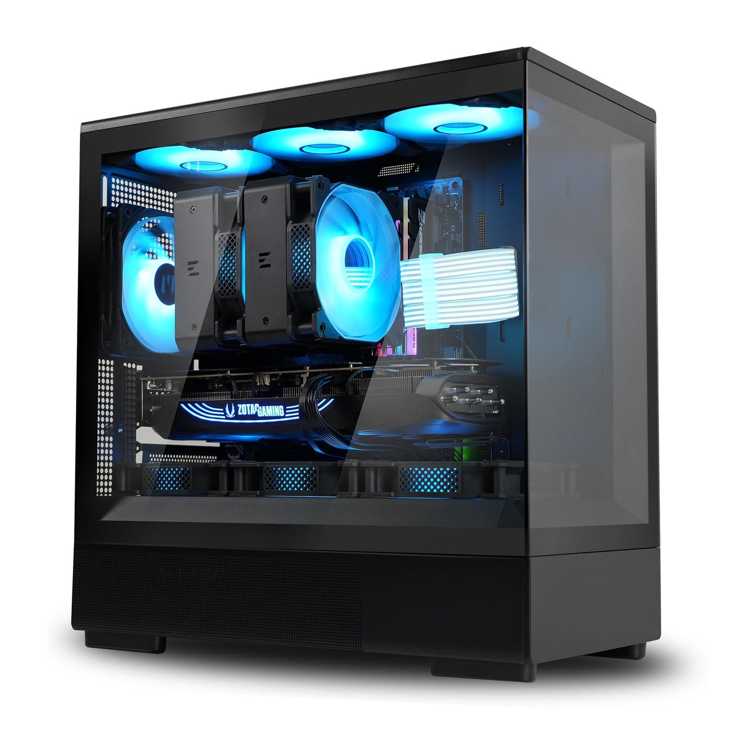 Zalman P10 Micro ATX Case, MATX PC Case with 120mm ARGB Fan Pre-Installed, Panoramic View Tempered Glass Front & Side Panel, USB Type-C and USB 3.0