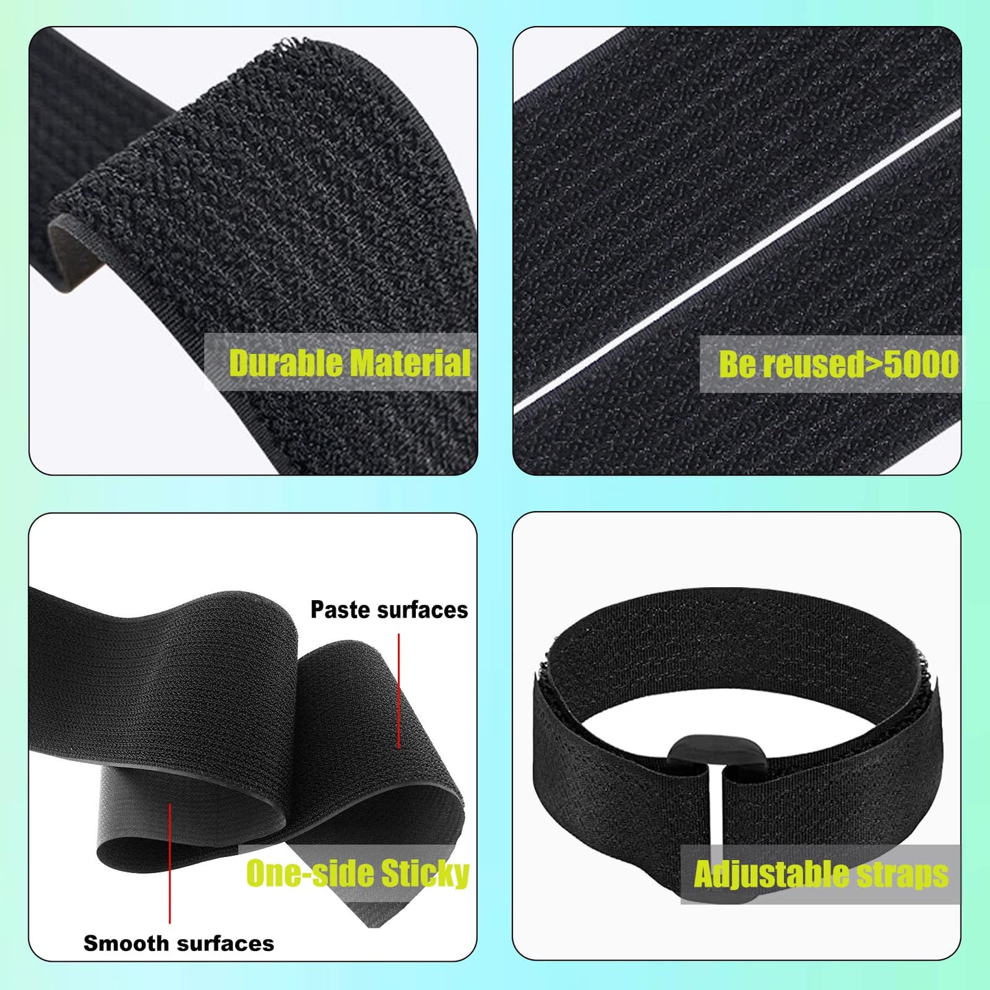 Jumpso 2 Rolls 26FT 2 inch Wide Cable Straps with 20 Buckles, Heavy Duty Nylon Hook and Loop Straps for Fastening Securing, Reusable Cut-to-Length