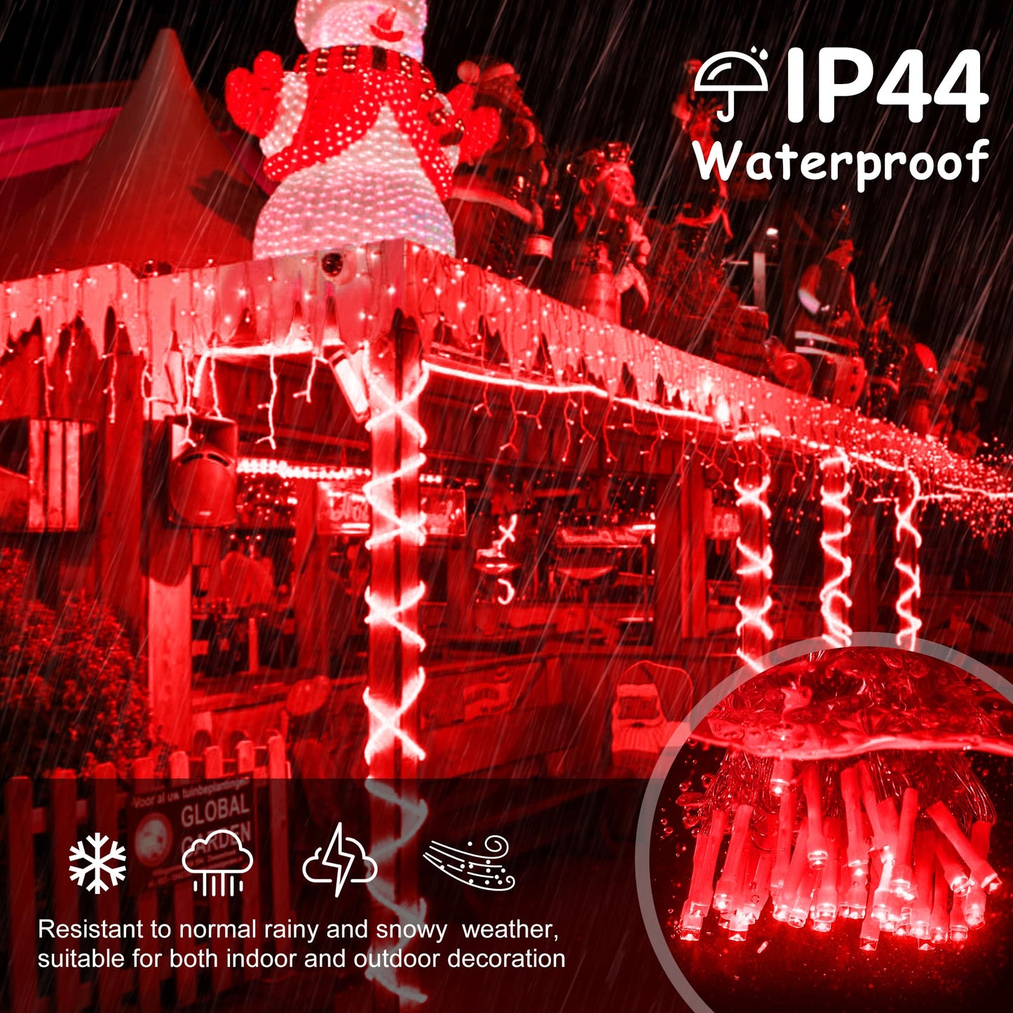 oopswow Christmas Icicle Lights Outdoor,300LED 33FT Christmas String Lights,Connectable Valentine's Day Lights with 30V Plug in for Valentine Wedding