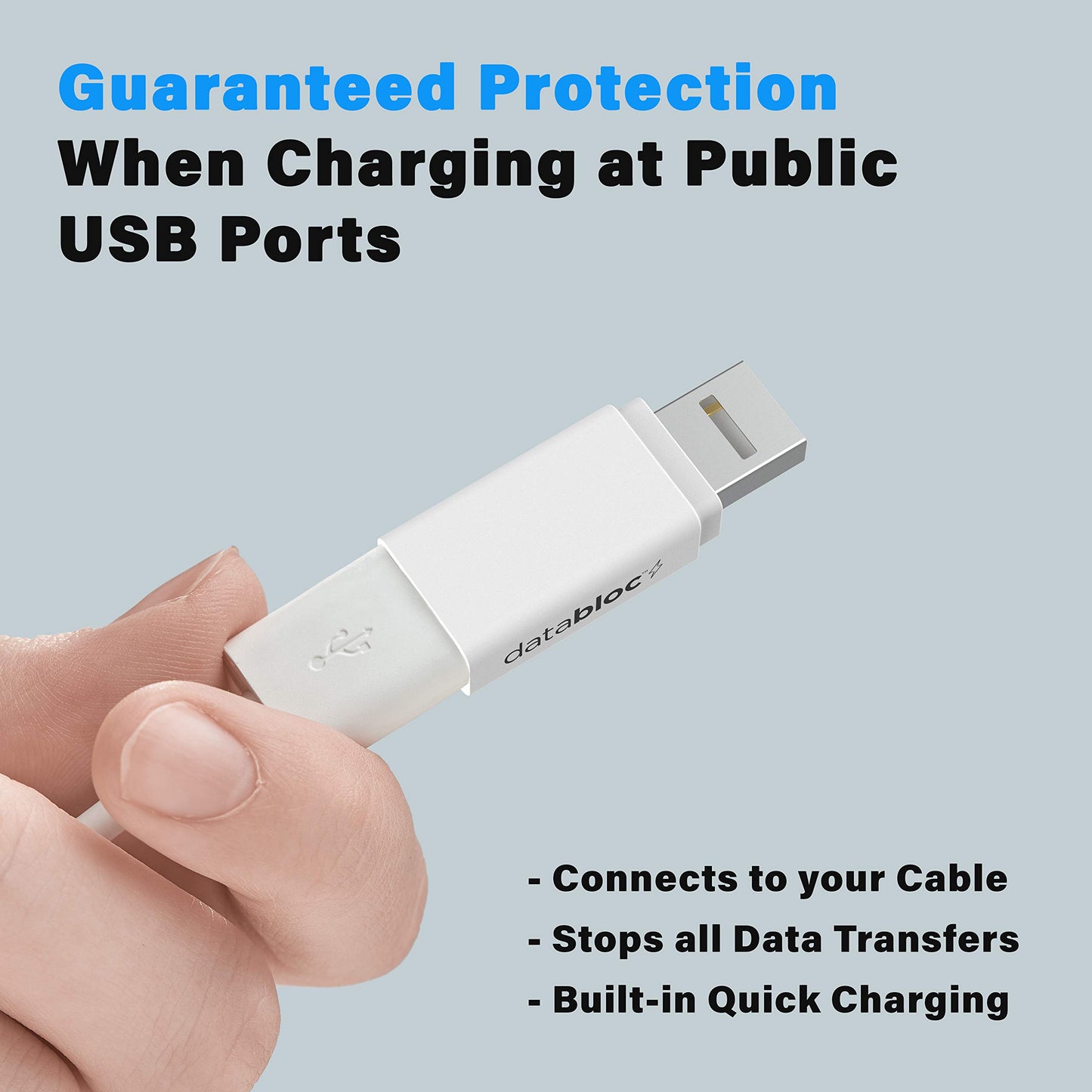 Eyebloc USB A Data Blocker Adapter - Secure Charging to Prevent Juice Jacking - Portable Airport Charger Blocker for On-The-Go Security - Compact USB