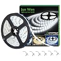 JUNWEN 16.4ft White Led Strip Lights, 12V Waterproof Led Strip Lights Flexible Light Strip Indoor for Bedroom, Kitchen, Bathroom(Not Included Power)