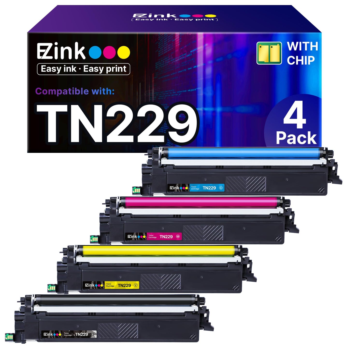 E-Z Ink Compatible for Brother TN229 Toner Cartridges 4 Pack TN-229 TN 229