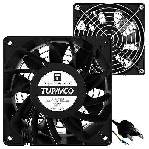 Network Cabinet Fan (Dual 2pc Kit) Server Rack Cooling (Rackmount Muffin Extra Strong Fans Pair 120mm 4in) Steel Frame Ventilation with 110V AC/Ground