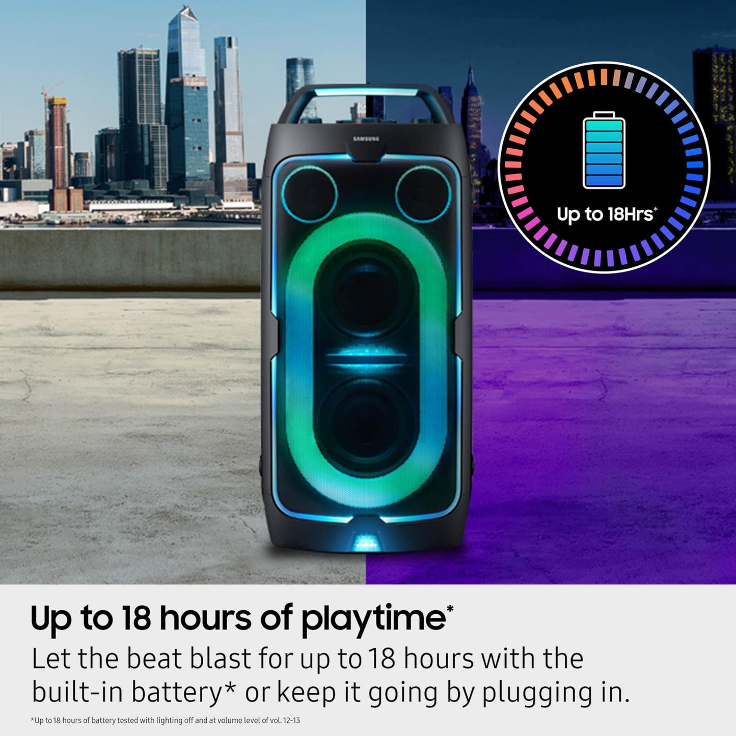 Samsung ST50F Sound Tower Portable Party Speaker with Built-in Battery, Bluetooth, IPX4 Splash Resistant, Up to 18 Hours Battery Life, Directional