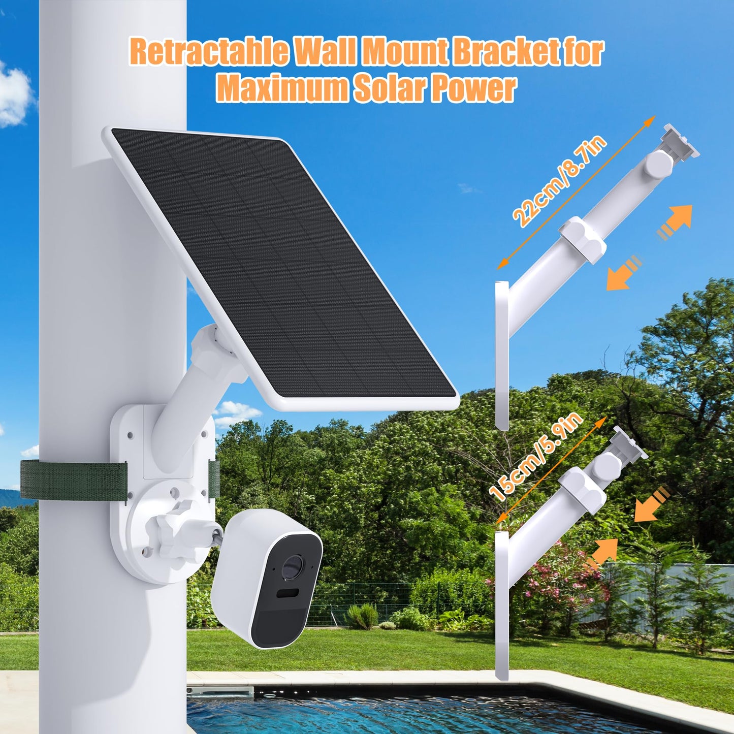 Wall Mount for Cameras and Solar Panels, 2-in-1 Mount Compatible with Ring, Blink, Eufy, Arlo, Wyze, etc Solar Panel and Cam, with Ring Stick Up
