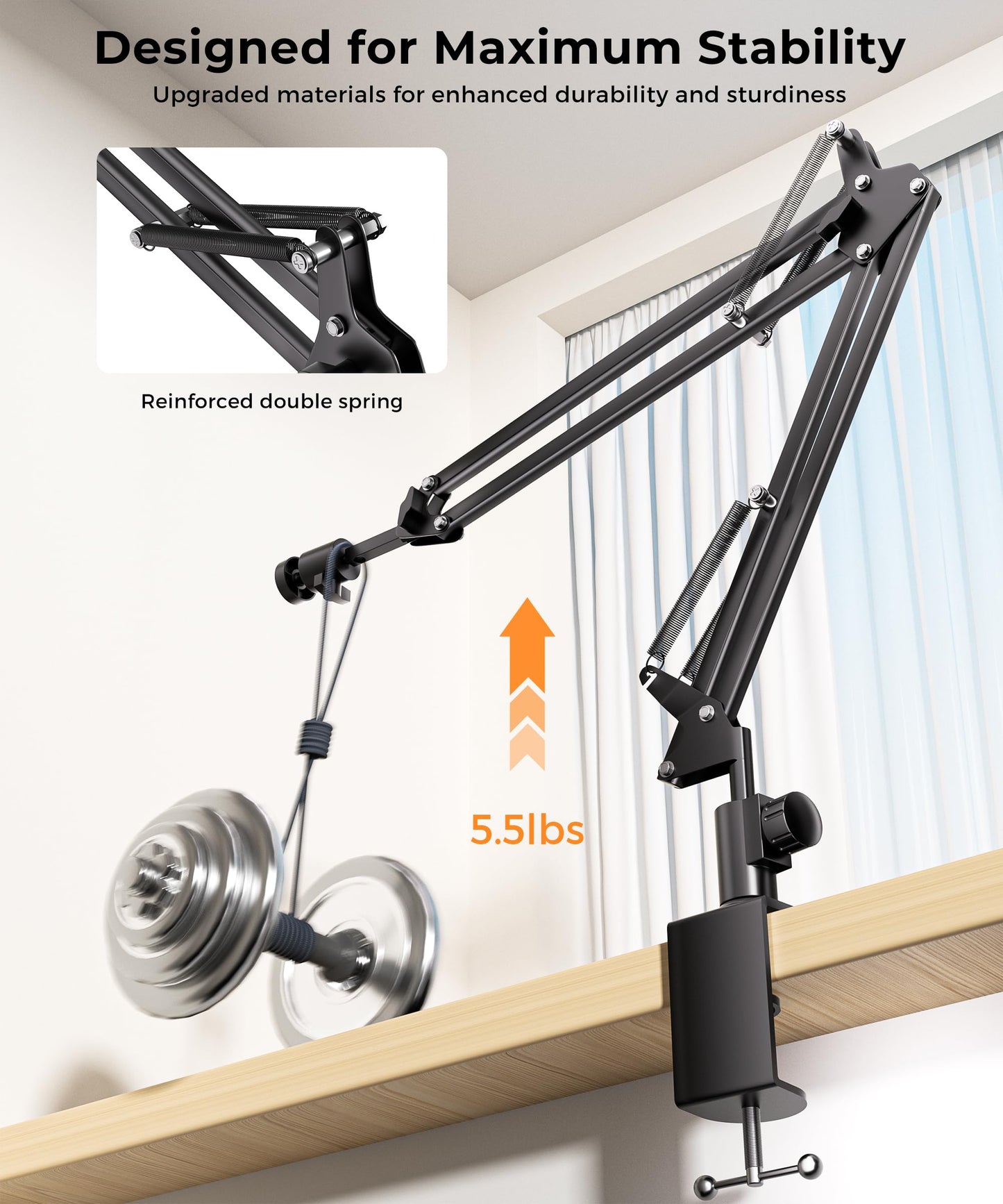 UBeesize Overhead Camera Mount with 360° Adjustable Arm & Phone Holder for TikTok Live Streaming Photography Studio Content Creation, Desk Mount